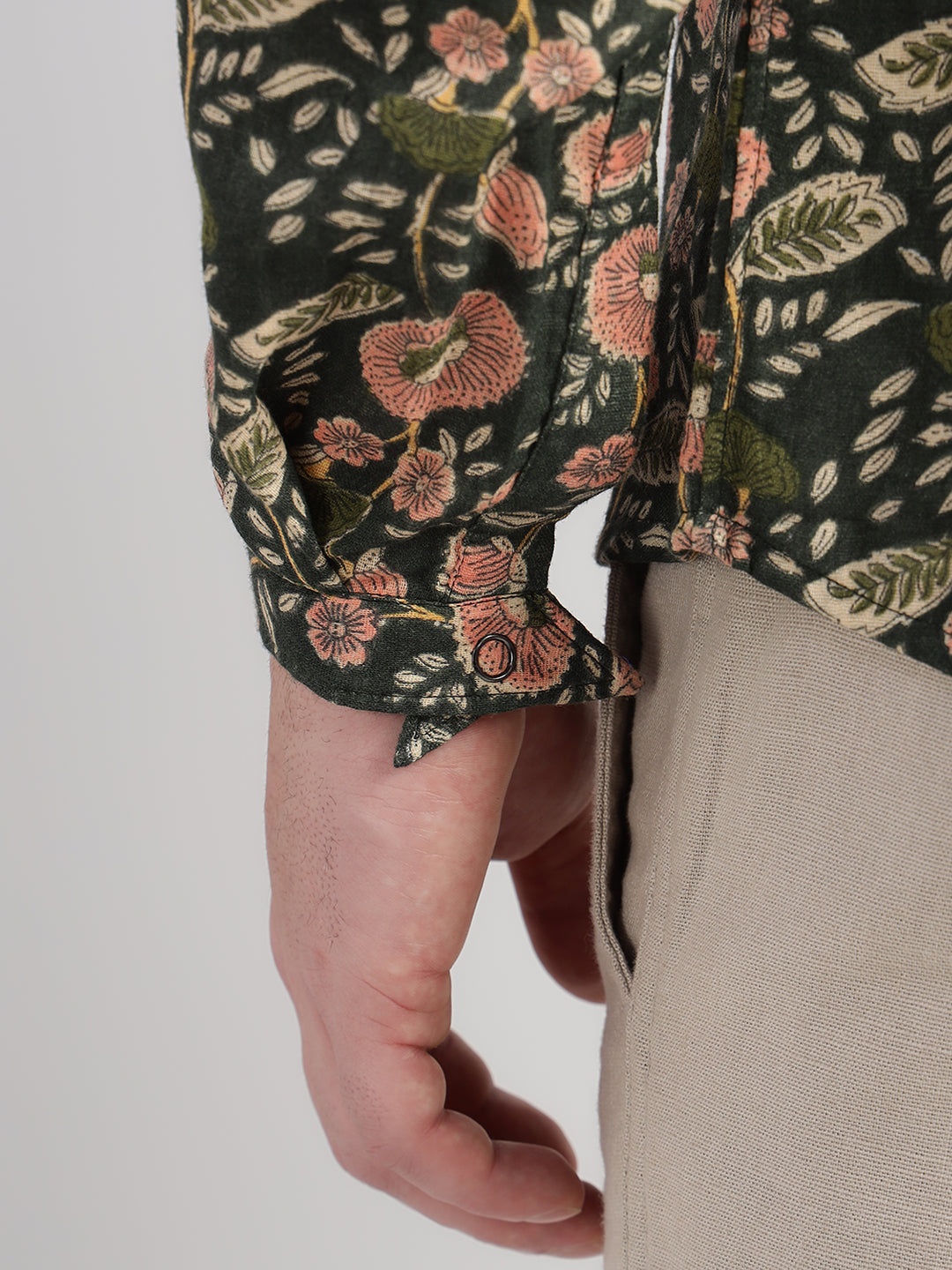 Porsorte Men's Green Printed Full Sleeve Casual Cotton Shirt