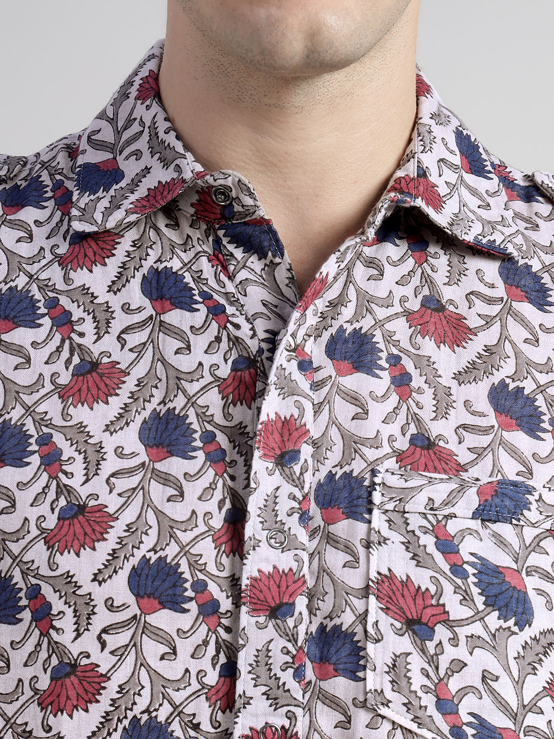 Porsorte Men's Floral Printed Full Sleeve Casual Regular Fit Shirt