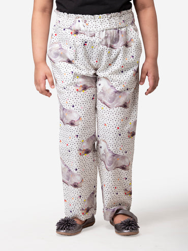 Hoop Hippo Kids Girls White Sandprint Pants