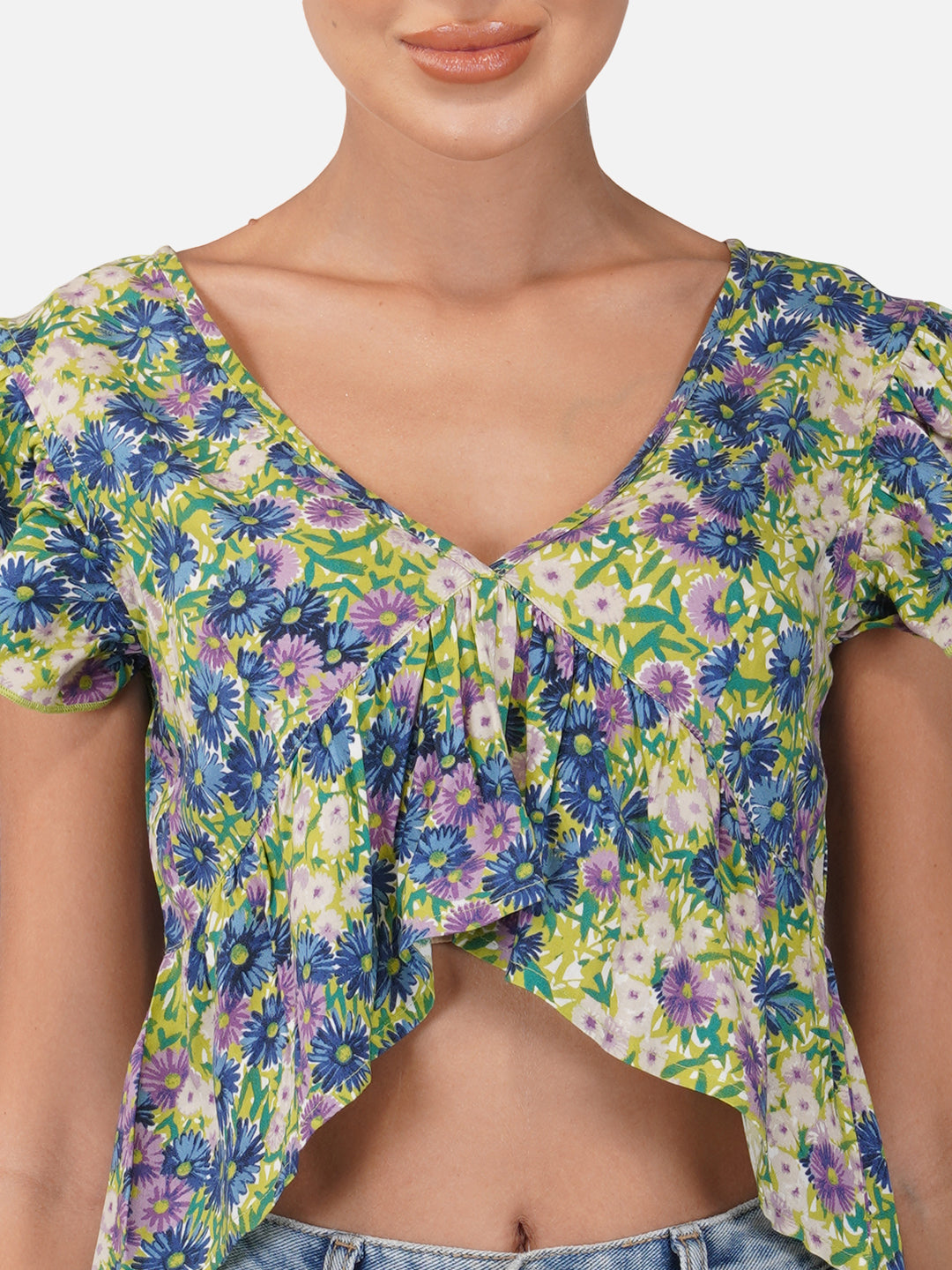 Porsorte Womens Rayon Multi Print Casual Top