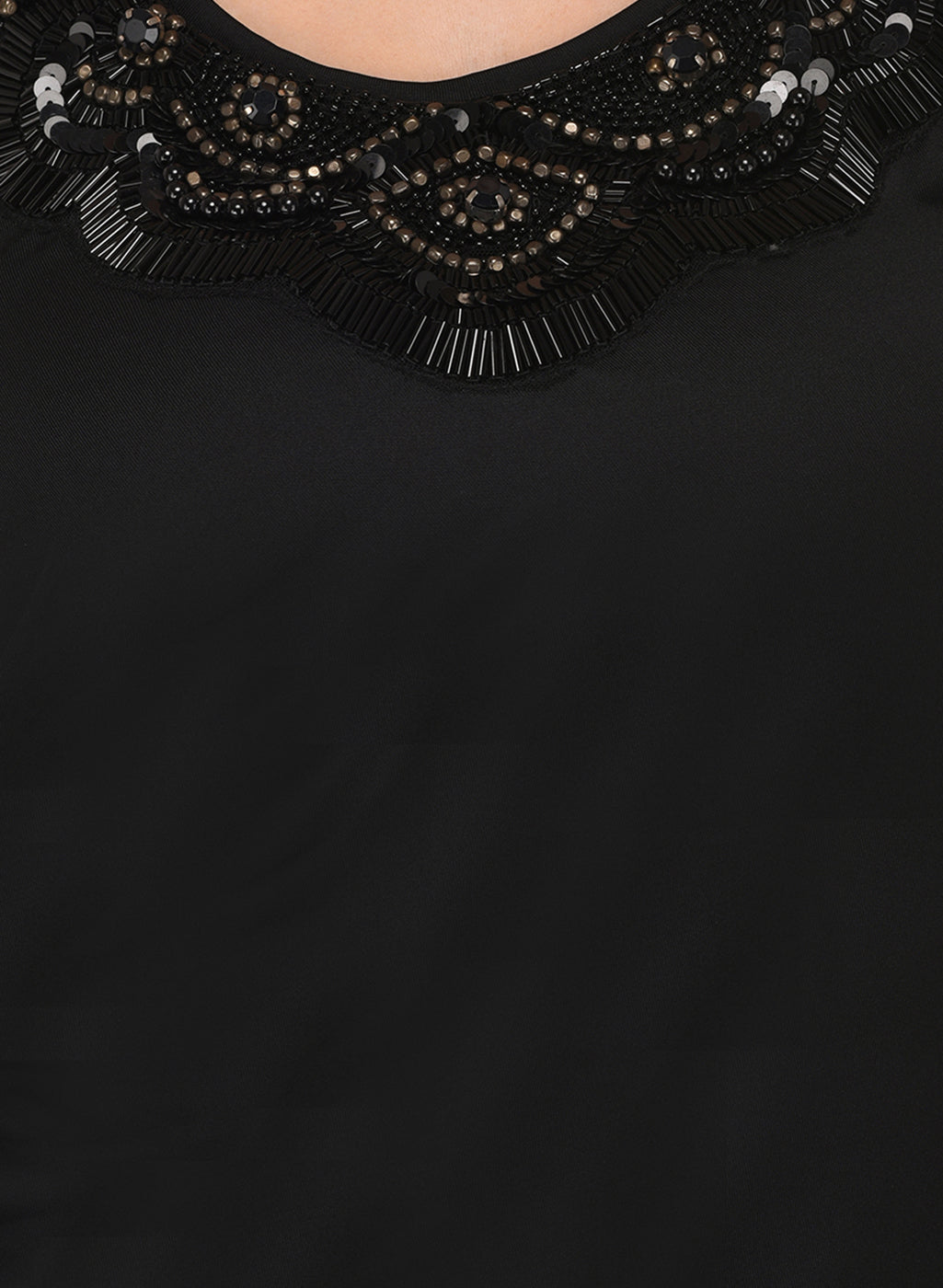 Women Solid Black Sleeveless Lace Detail Midi Dess
