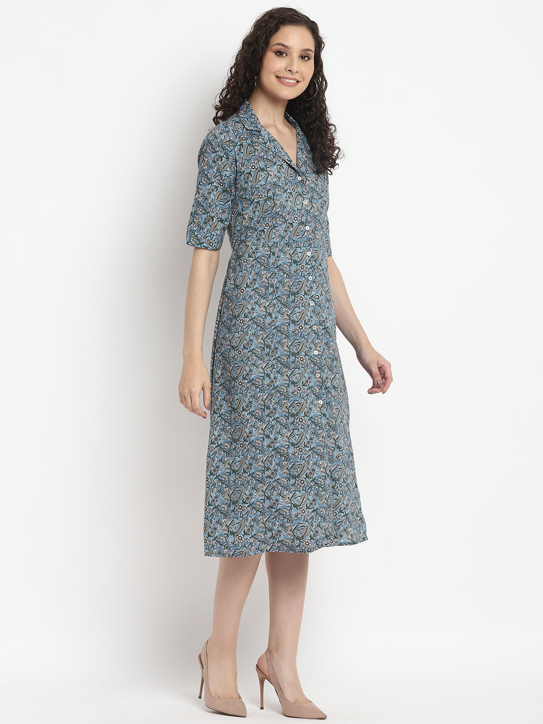 Porsorte Womens Ditsy Print Fit Shirt Dress