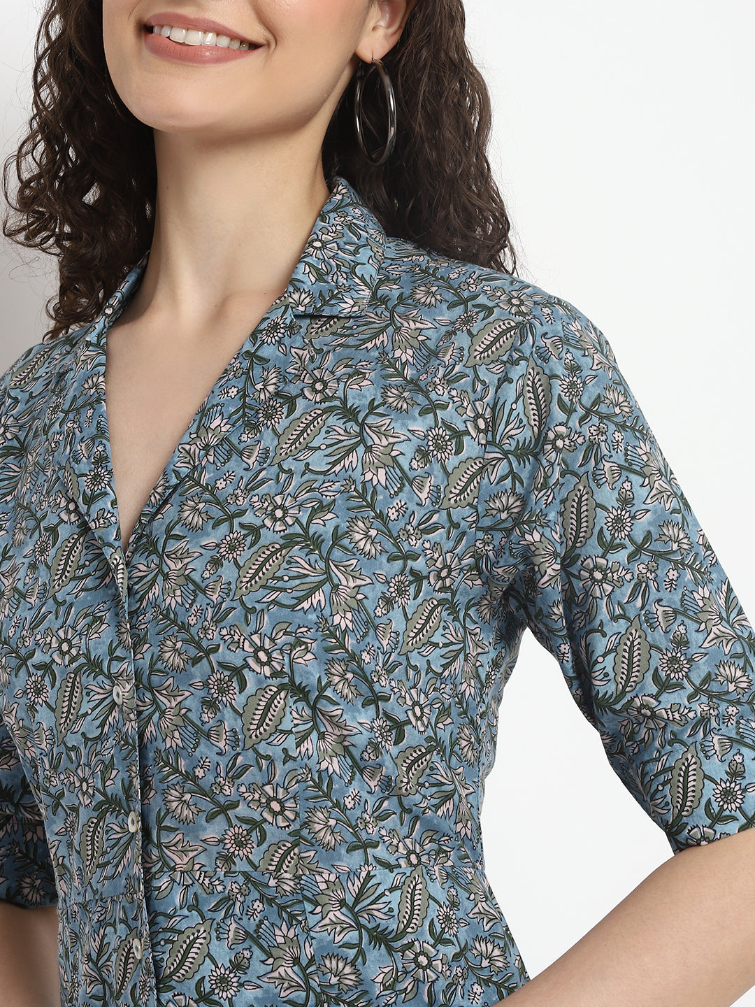 Porsorte Womens Ditsy Print Fit Shirt Dress