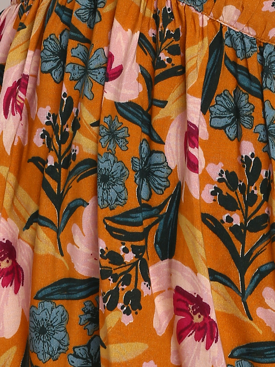 Porsorte Womens Orange Floral Print Rayon Casual Maxi Dress
