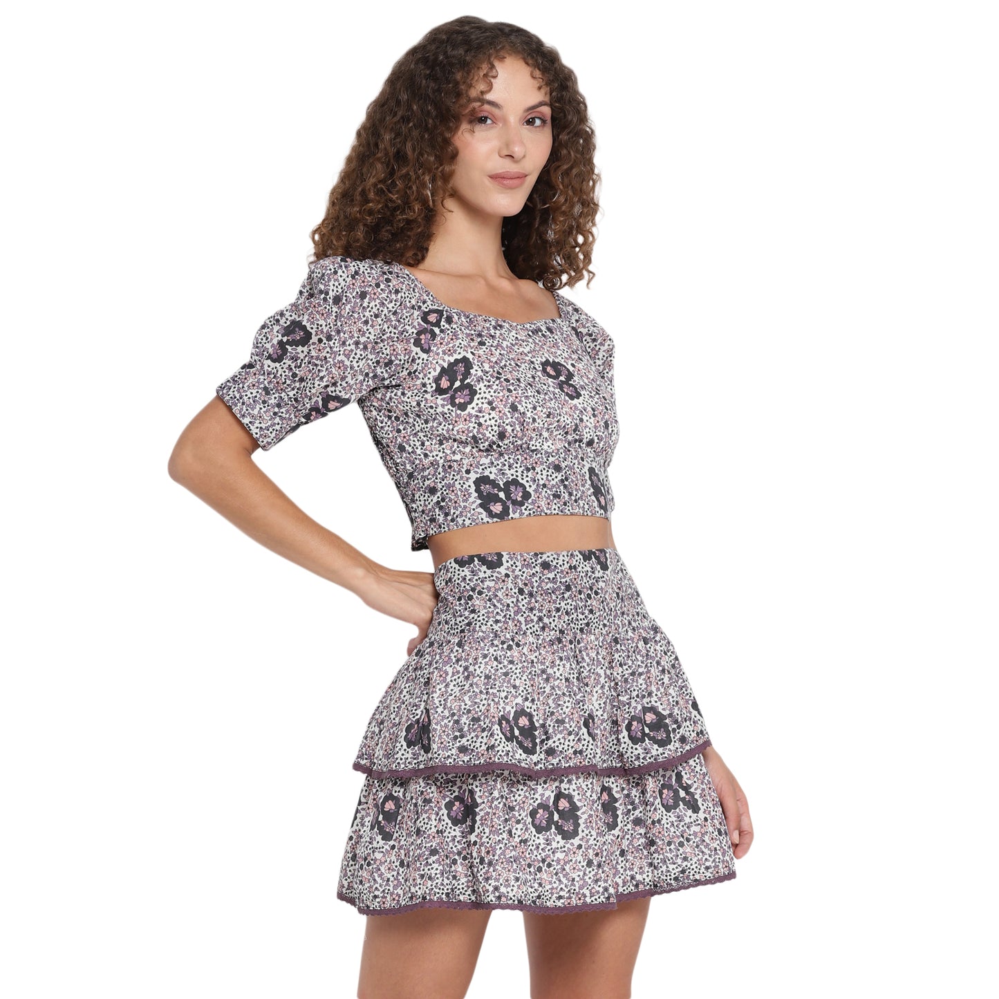 Porsorte Women Cotton Floral Printed Short Skirt