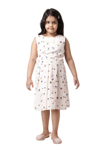 Hoop Hippo Printed Cotton Dobby Pink Dress
