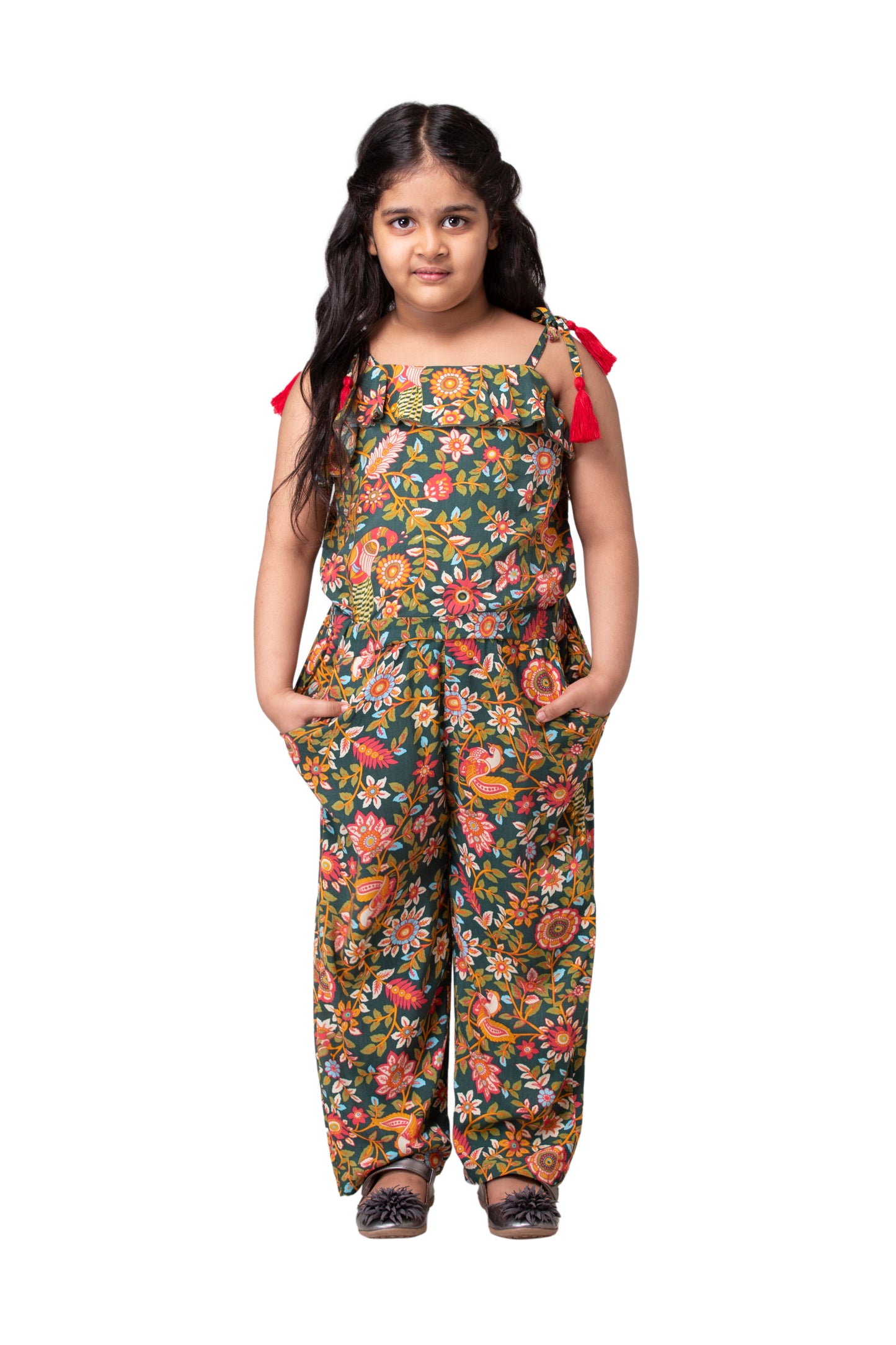 Hoop Hippo Kids Floral Printed Strappy Jumpsuit