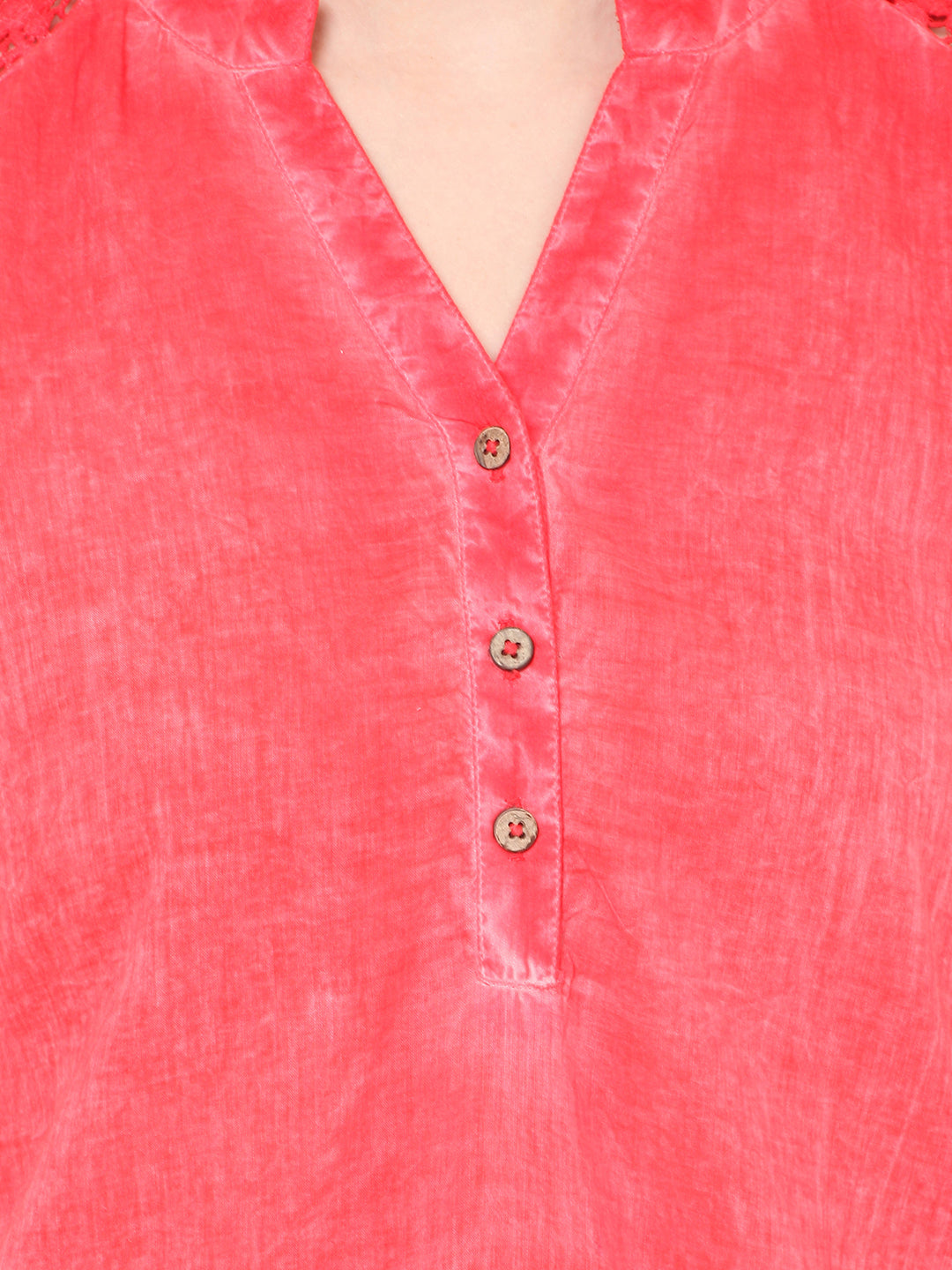 PORSORTE Washed Tunic with lacy hem and shoulder - www.porsorte.in