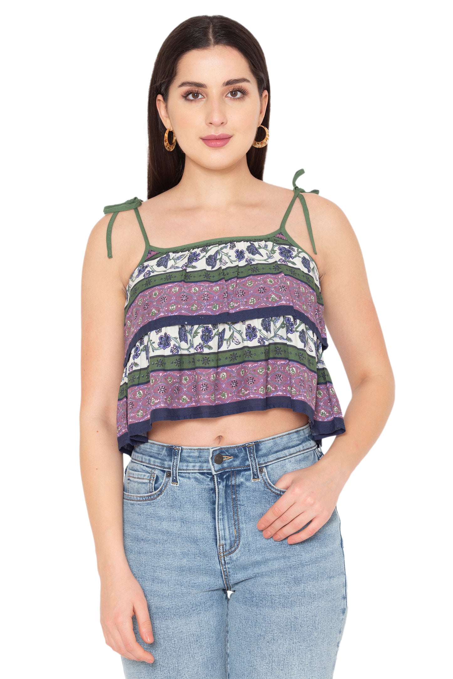 Porsorte Womens Rayon Printed Strappy Top