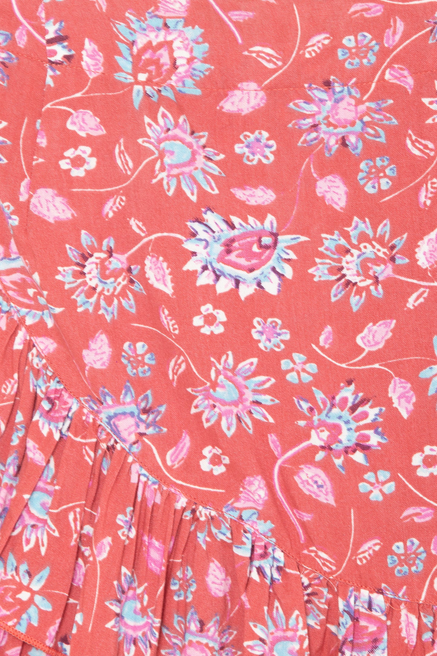 Porsorte Womens Red Rayon Floral Printed Flap Skirt