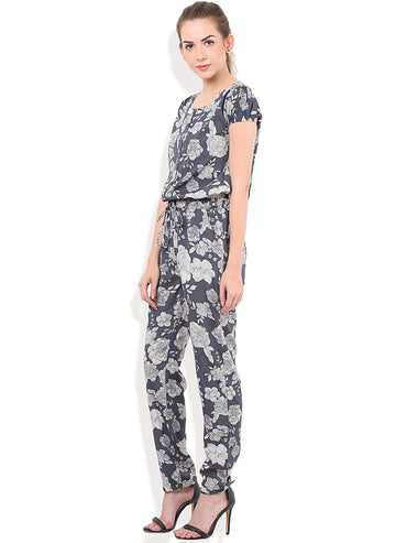 PORSORTE Floral printed Grey Off White Jumpsuit - www.porsorte.in
