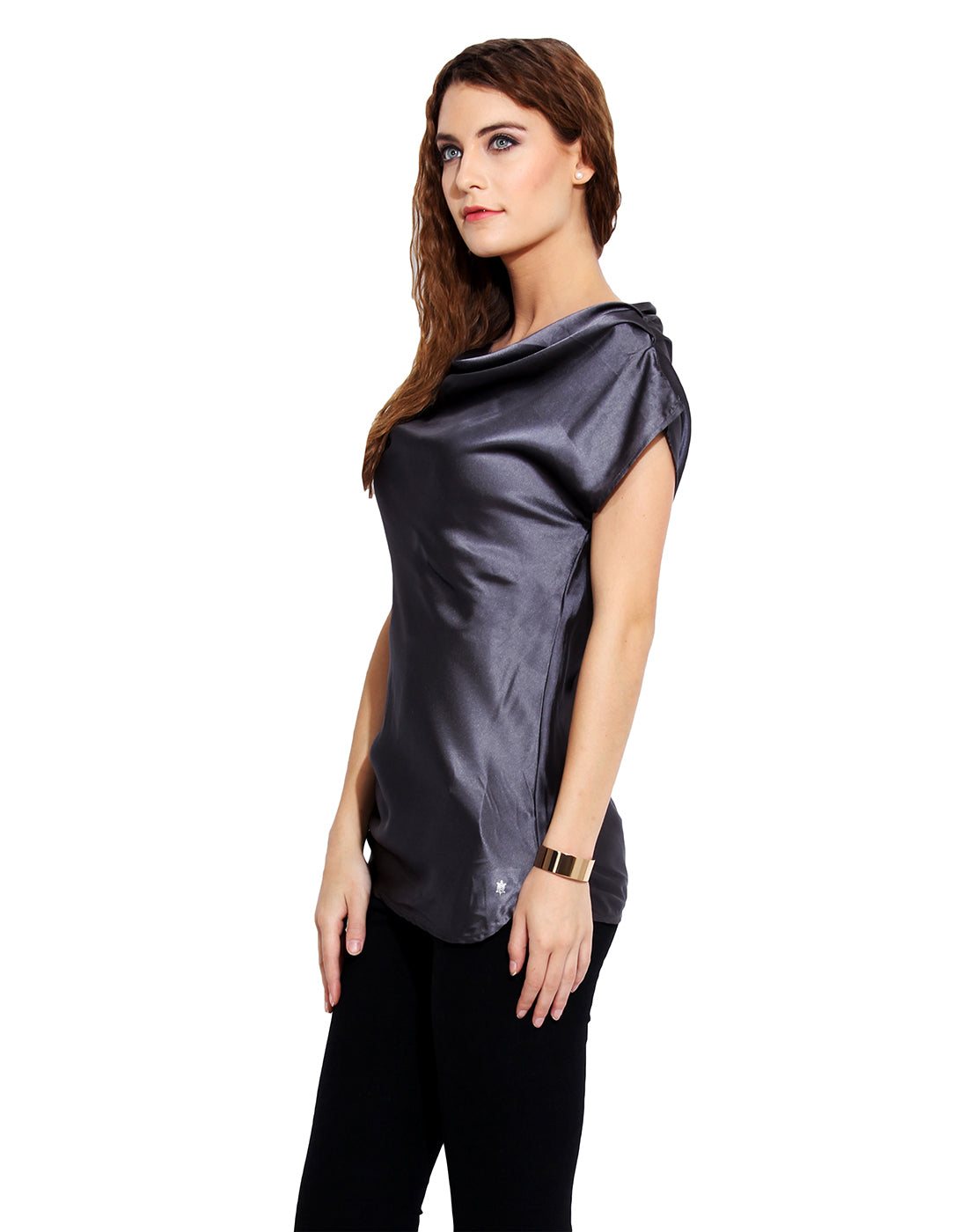 PORSORTE Cowl Neck Grey Top - www.porsorte.in