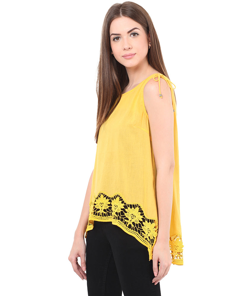 PORSORTE Big lacy hem, back detailed Top - www.porsorte.in