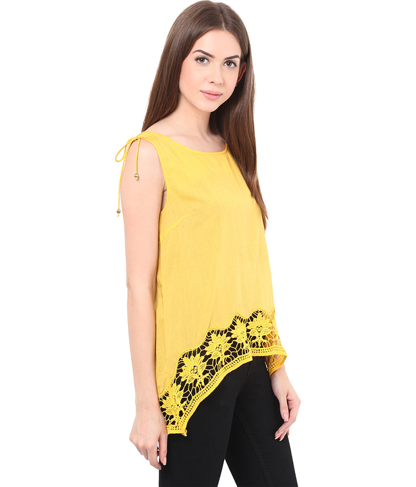 PORSORTE Big lacy hem, back detailed Top - www.porsorte.in