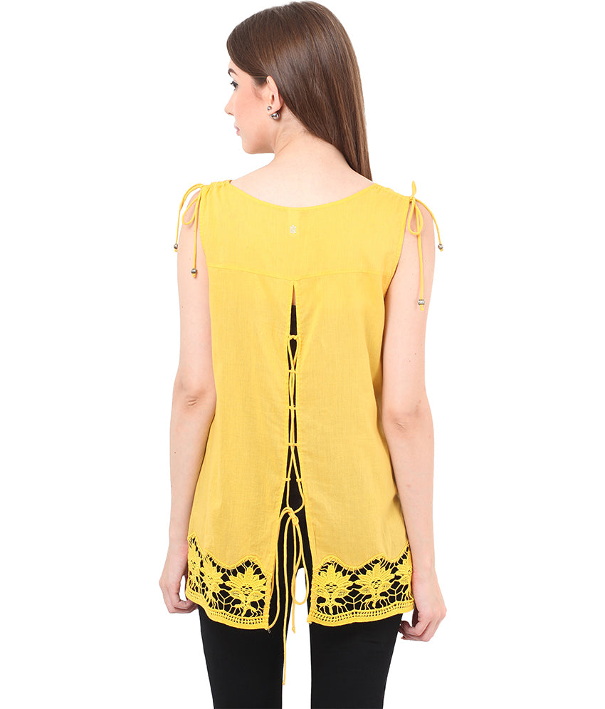 PORSORTE Big lacy hem, back detailed Top - www.porsorte.in