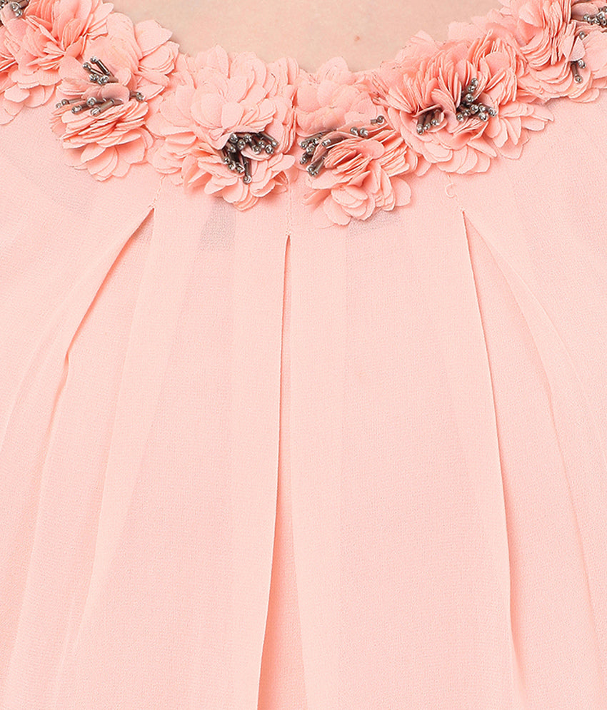 PORSORTE Top with front 3D Flower details with separate spaghitti inner - www.porsorte.in