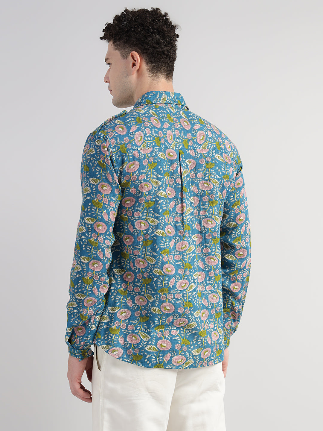 Porsorte Men's BluePrinted Full Sleeve Casual Cotton Shirt