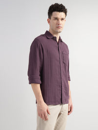 Porsorte Men Solid Cotton Casual Regular Fit Shirt – Wine