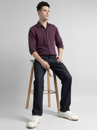 Porsorte Men’s Checked Cotton Casual Regular Fit Shirt – Maroon & Black