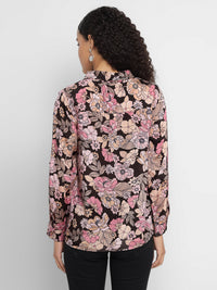 Porsorte Women’s Pink  Floral Printed Shantoon Full Sleeves, Button-Down Shirt