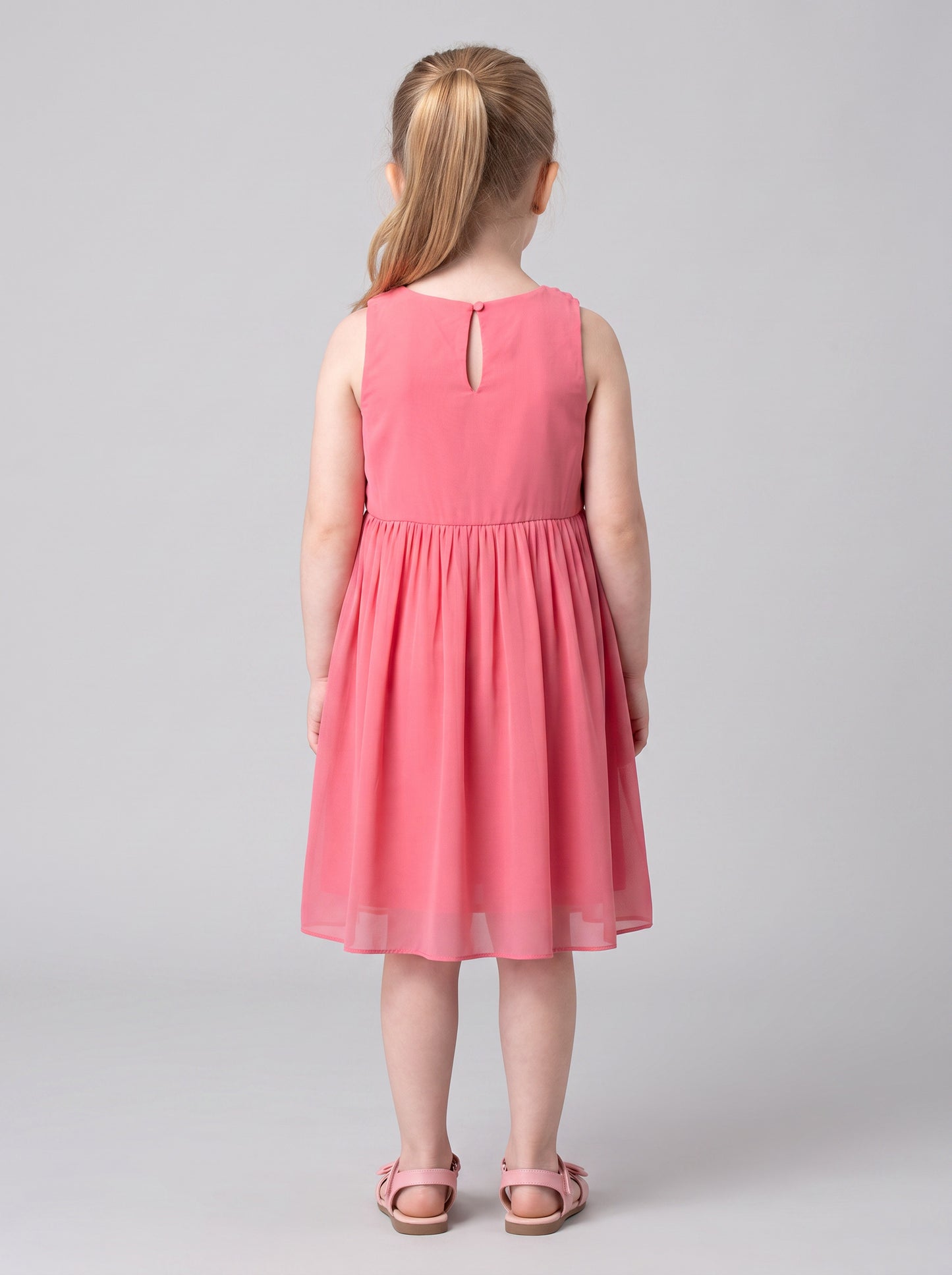 Hoop Hippo Pink Laser Cut Floral Cotton Voile Top Dress