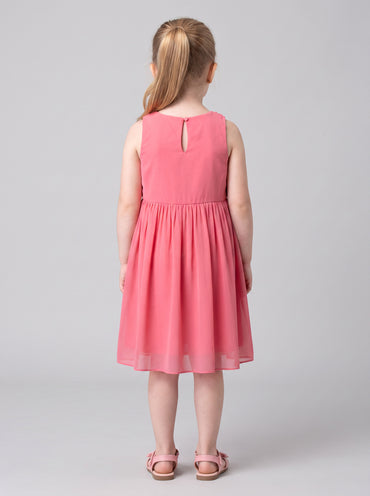 Hoop Hippo Pink Laser Cut Floral Cotton Voile Top Dress