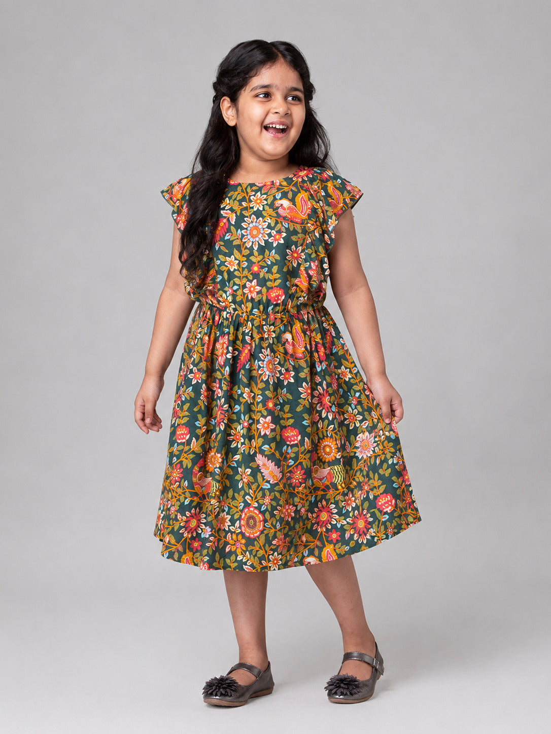 Hoop Hippo Kids Girls Multicolor Floral Printed Fit & Flare Dress