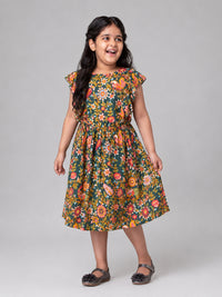 Hoop Hippo Kids Girls Multicolor Floral Printed Fit & Flare Dress