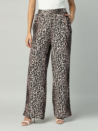 Porsorte Womens Cotton Double Gauze Cheetah Printed Trousers