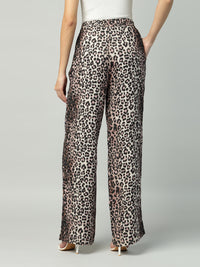 Porsorte Womens Cotton Double Gauze Cheetah Printed Trousers