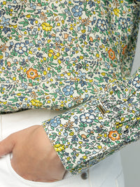 Porsorte Womens Cotton Green Printed Button Down Shirt