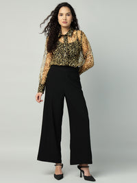 Porsorte Womens Organza Cheetah Print Button Down Shirt (No Inner)