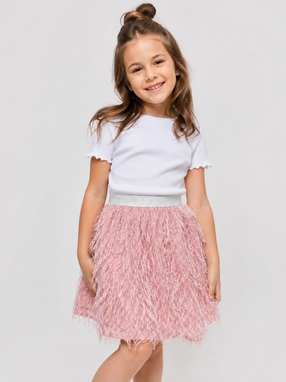 Hoop Hippo Peach Shimmery Poly Fringed Cotton Voile Skirt