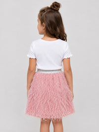 Hoop Hippo Peach Shimmery Poly Fringed Cotton Voile Skirt