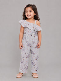 Hoop Hippo Kids Printed Multi One Shoulder Cotton Jumpsuit