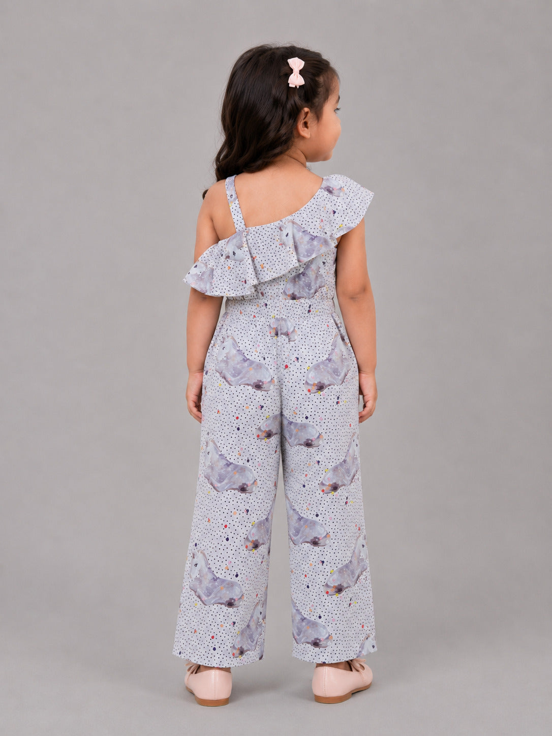 Hoop Hippo Kids Printed Multi One Shoulder Cotton Jumpsuit
