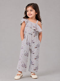 Hoop Hippo Kids Printed Multi One Shoulder Cotton Jumpsuit