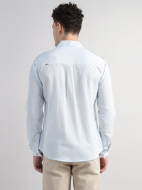 Porsorte Men Striped Cotton Casual Regular Fit Shirt – Light Blue & White