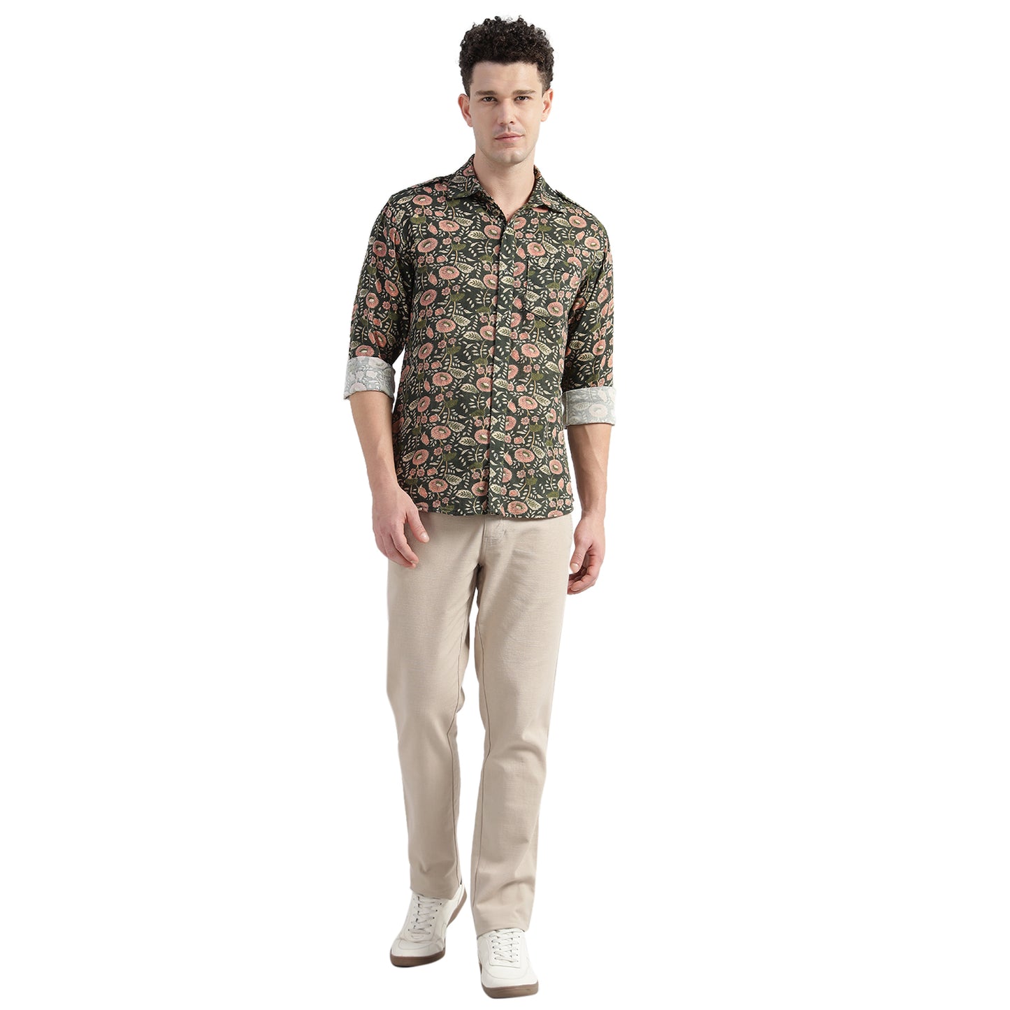 Porsorte Men's Printed Full Sleeve Casual Cotton Shirt