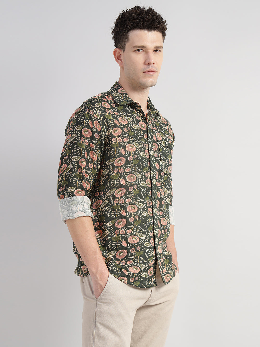 Porsorte Men's Cotton Printed Full Sleeve Casual Regular Fit Shirt