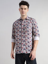 Porsorte Men's Printed Full Sleeve Casual Cotton Shirt
