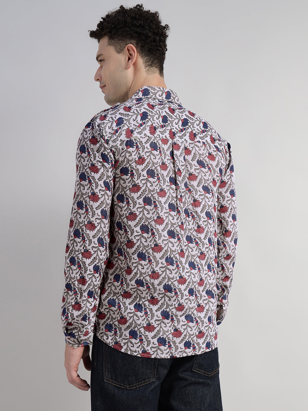 Porsorte Men's Floral Printed Full Sleeve Casual Regular Fit Shirt