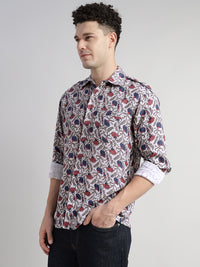 Porsorte Men's Floral Printed Full Sleeve Casual Regular Fit Shirt
