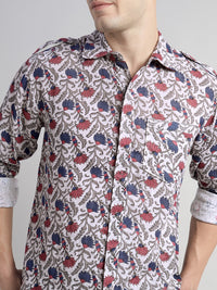 Porsorte Men's Floral Printed Full Sleeve Casual Regular Fit Shirt