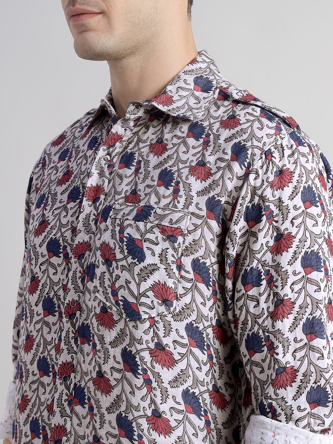 Porsorte Men's Floral Printed Full Sleeve Casual Regular Fit Shirt