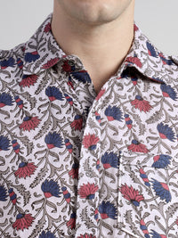 Porsorte Men's Floral Printed Full Sleeve Casual Regular Fit Shirt