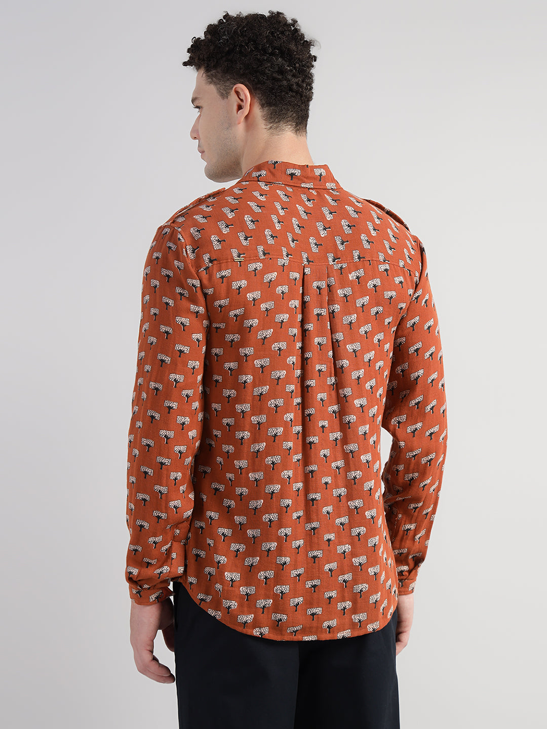 Porsorte Men's Printed Full Sleeve Casual Cotton Shirt