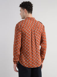 Porsorte Men's Printed Full Sleeve Casual Cotton Shirt