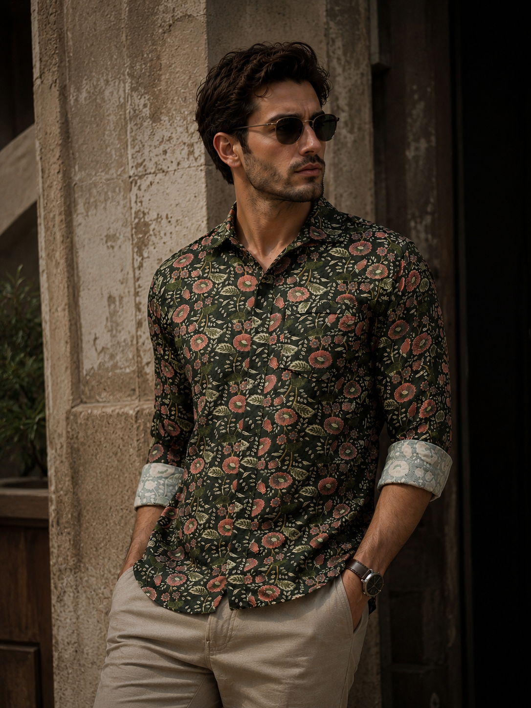 Porsorte Men's Cotton Printed Full Sleeve Casual Regular Fit Shirt