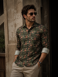 Porsorte Men's Cotton Printed Full Sleeve Casual Regular Fit Shirt